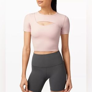 Lululemon pink cutout cropped top